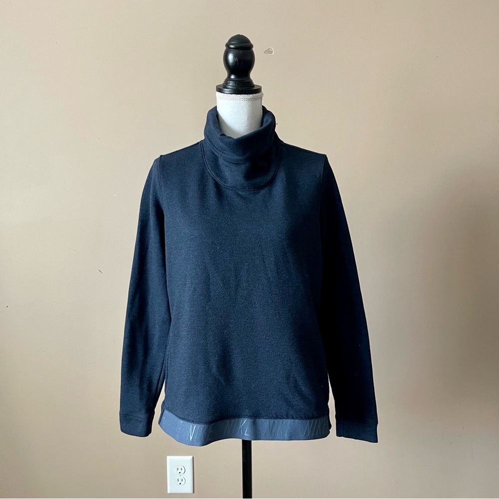 NIKE | Navy Blue Fleece Lined Cowl Neck Sweatshirt Sz L - Picture 3 of 12